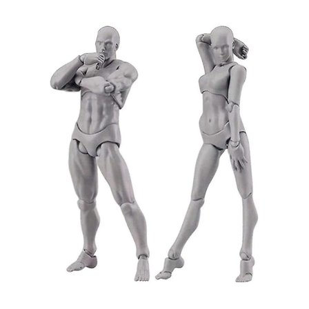 Kropsdukke, Kunstner Mannequin Blockhead Leddelt Mannequin Tegnefigurer Mand+kvinde Sæt (grå)