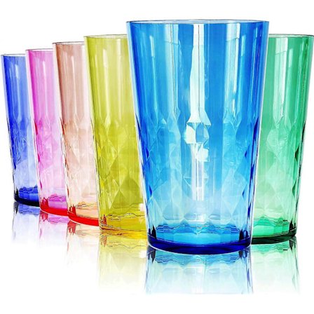 SCANDINOVIA - 56 cl Okrossbara Premium Dricksglas Diamantdesign - Set om 6 - Superkvalitativa Tumlarglas i Akrylplast - Perfekt för (LGL)