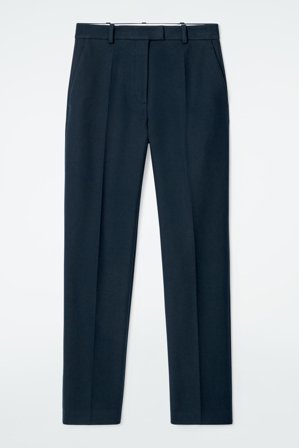 COS Women's Klassiska Bomullsbyxor Med Figurnära Ben in Blå