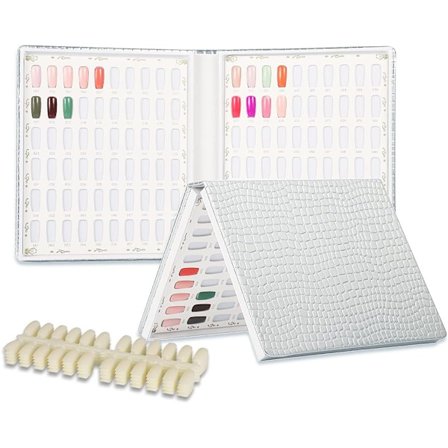 120 Negletipper Læderbetræk Gel Polish Display Chart Bog Neglekunst Salon Værktøj