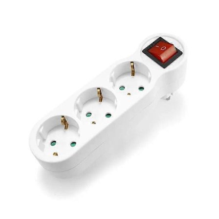 16A 250V EU Uttag Grenuttag Europeisk Standard 1 till 3 Vägs Förlängningsuttag 4.8mm Tysk Strömförlängningskontakt Adapter