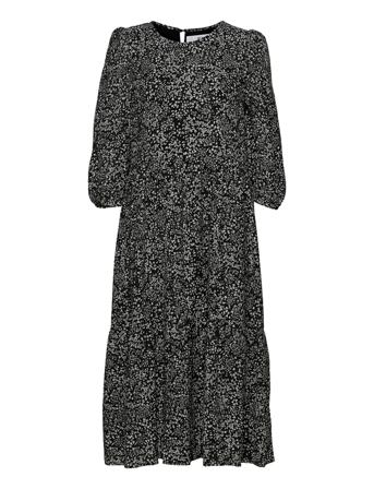 Slfviole 3/4 Midi Aop Dress B Black Selected Femme