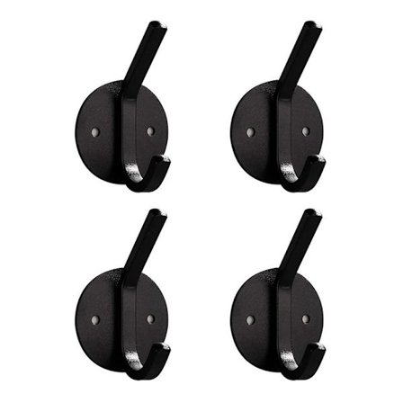 4st Handdukskrok Självhäftande krokar SVART RUND RUND