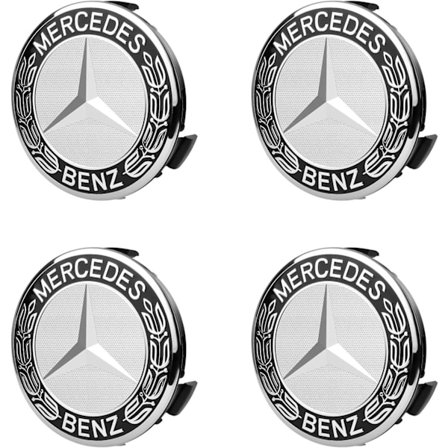 Navkapsler, 4 deler Navkapsler 75 mm Biltilbehør Benz med logo, w-WELLNGS