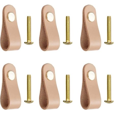 6 stk. skinnskaphåndtak PU-skinnskapdørhåndtak Lea