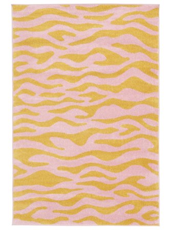 Tvättbar Inom- Och Utomhusmatta Woodcut Gul/Rosa Liten Oeko-Tex