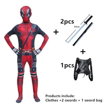 Deadpool Costume Superhero Cosplay Costumes Superhero Kids Body 3D Style Halloween Cosplay Costumes Sword Bag