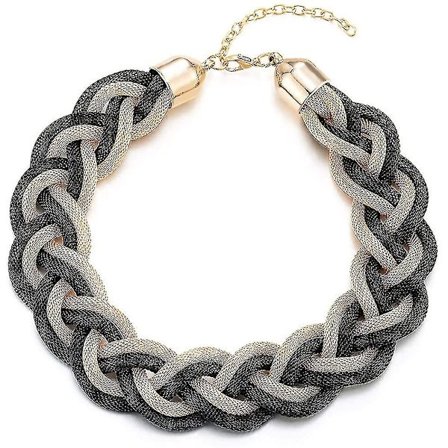 Guld Sort Statement Halskæde, Flettet Hul Kabel Stor Bib Choker Krage