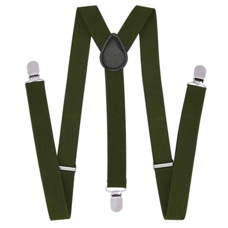 Smalle mørkegrønne seler med klemmer 2,5 cm