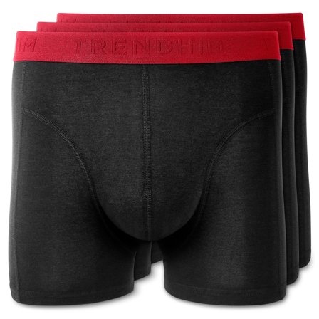 XL - FreeFeel | 3-pack Svarta Boxer Briefs i Bambu med Rött Midjeband för män