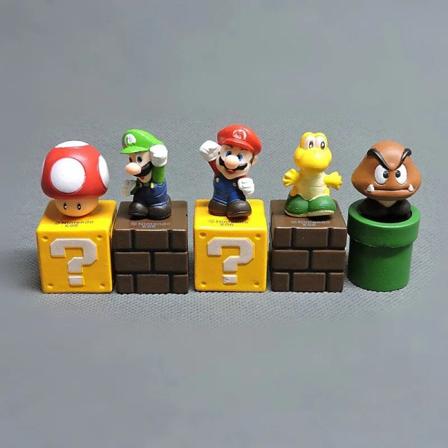 5 stk./sæt Super Mario Bros. spilfigurer legetøj Luigi Yoshi Bowser PVC model samling børn legetøj mini figurer julegaver