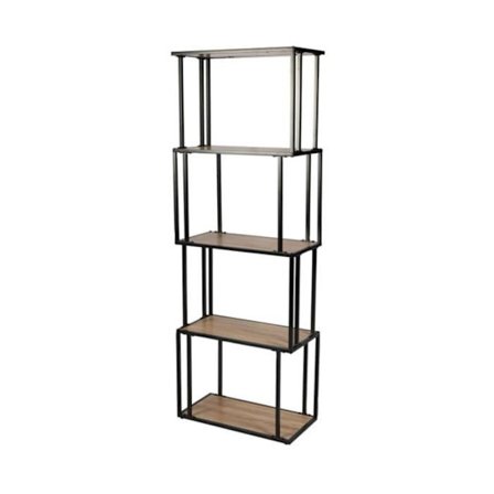 Kirjasto 5 hyllyä H170 cm Puupuusta ja Mustasta Metallista - 36 cm X 36 cm X 180 cm - COLORADO