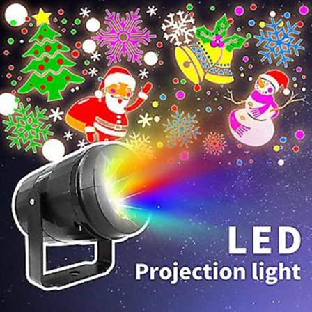 Julelys Projektor med LED 16 Julemønstre Laserlys Projektor Lampe (EU Stik)
