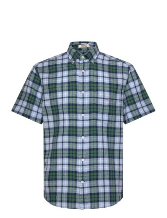 Reg Cotton Linen Check Ss Shirt Green GANT