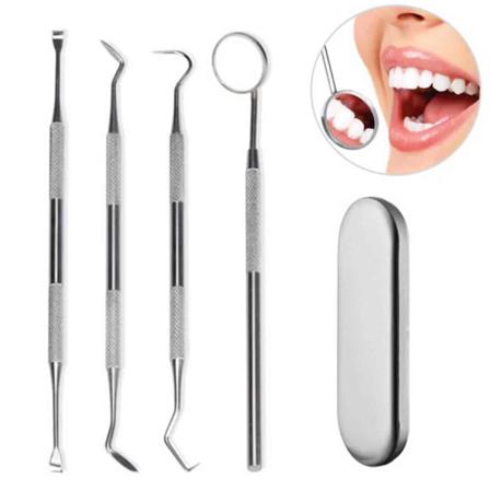 Professionell Tandhygien Kit - 4 Delar Rostfritt Stål Silver Silver