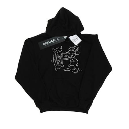 Disney Boys Mickey Mouse Steamboat Sketch Hoodie 7-8 år Svart Black 7-8 Years