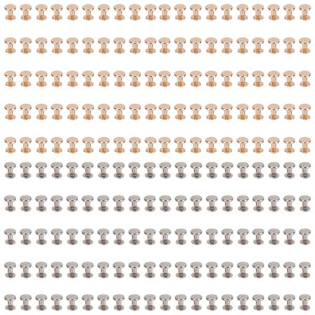 200 sæt Chicago skruer guld og sølv farve 0,4x0,3in messing overfladebelagt lædernitter til bogbinding læder