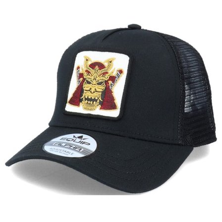 Iconic - Svart trucker Keps - Kabuto Samurai Sōmen Mask Patch Black Trucker @ Hatstore