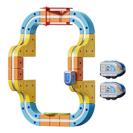 Magnetisk Tågbana, Elektriskt Tågset med DIY-Racerbana, STEM Byggsats med Trafikskyltar, Födelsedagspresenter för Pojkar och Flickor