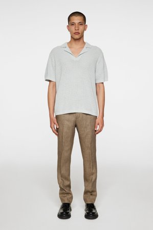 J.Lindeberg - Ethan Open Collar Knit Polo - Blue - Man - L