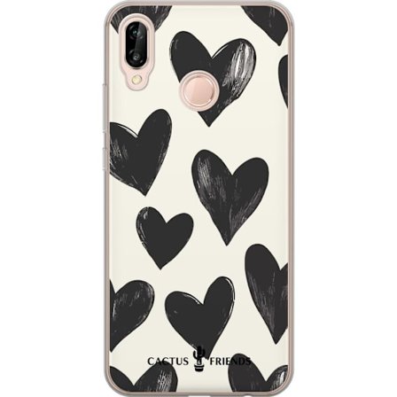 Kompatibelt Mobildeksel til Huawei Huawei P20 lite Cactus and Friends - Bold Black Love Pattern