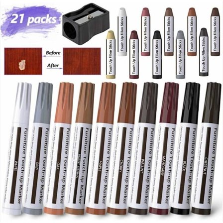21 stk. Møbel Touch Up Penne, Multifunktionelle Filt Tip Markører, Møbelreparationssæt til Pletter, Ridser, Hårdttræ