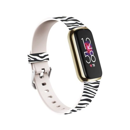 Zebrastribet silikone udskiftningsrem kompatibel med Fitbit Luxe Smartwatch