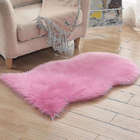 Blødt fåreskindslignende fluffy imiteret pels tæppe hjem gulvmåtte lille tæppe Nc