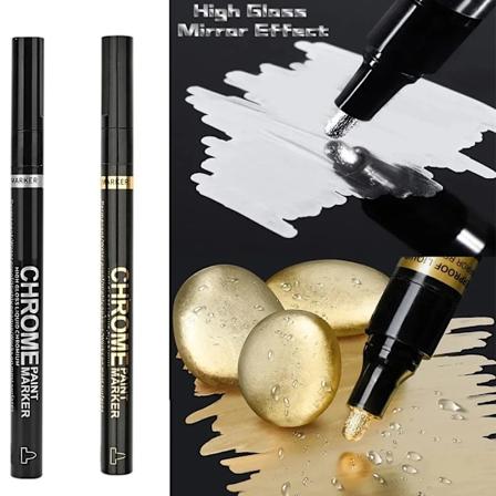 5/1 St Krom Penna Mark r Spegel Vattent t F rg Reparation F r Rock Keramiskt Glas Metalliskt Guld / Silver 2Mm Nib 1pcSilver -1pc Gold