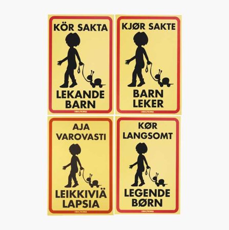 Lekande barn-skylt