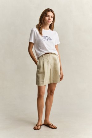 GANT Damen Formelle Shorts aus Leinenmix (38) Beige