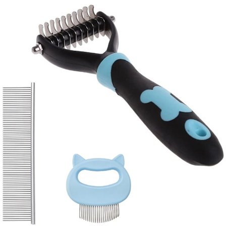 Pälsvårdssats för husdjur, 2-sidig underullskam för hundar och katter, enkel att ta bort mattor, tovor och fällning, 3-delars set