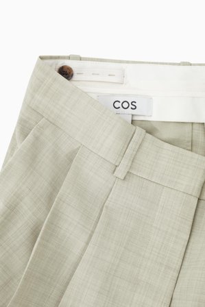 COS Femme Pantalon De Tailleur Large En Laine Décontracté in Beige
