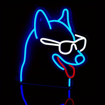LED Neon Skilt Hund Kat Skateboard Design – 20W Dekorativ Væglampe**Hund med briller 36*32cm