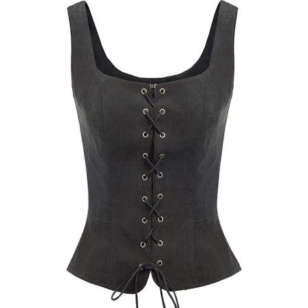 Kvinnors piratrenässansväst cosplaydräkt bondelivstycke Black 3X-Large