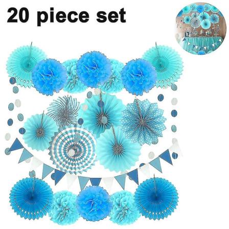 Riippuvien juhlakoristeiden set, 20 kpl Pinkki Purppura Valkoinen Paperi Kukkia Pom Poms Pallot Ja Paperilyhdyt hääsynttäreille Baby Shower Graduat