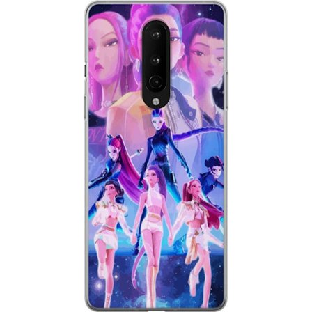Yhteensopiva Puhelinkuori OnePlus 8 K-pop-inspiroinut tulevaisuutta ennakoiva tyttöryhmä neonvaloissa ja kosmisessa sci-fi-esiintymislavalla
