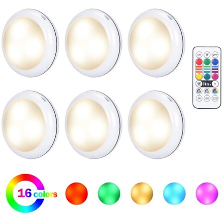 6-delad trådlös 16-färgs LED-fjärrkontrollsskåpsbelysning clappi
