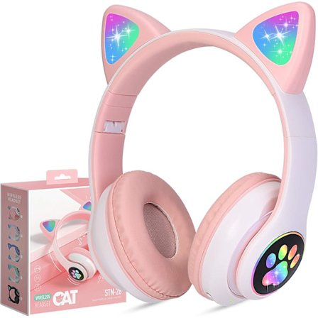 Trådlösa hörlurar med kattöron LED-belysning Bluetooth hopfällbara headset