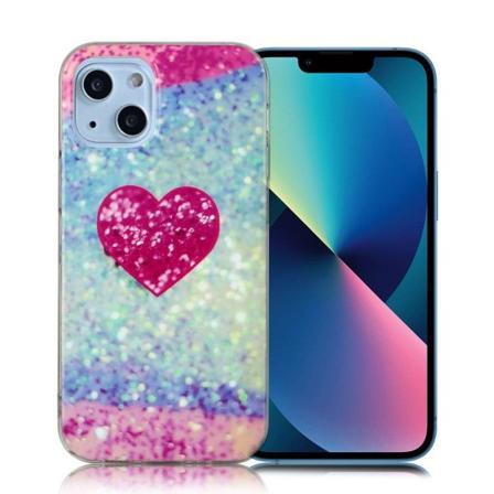 Marble design iPhone 13 Mini cover - Rødt Hjerte Red