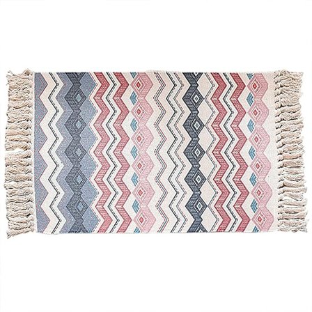 Bohemisk bomullsmatta för inomhus- och utomhusbruk med fransar, liten Han