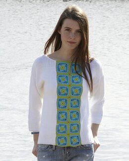 Strikkeoppskrift Genser med heklede ruter - Svarta Fåret