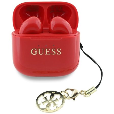 Guess Glansigt effekttryck Classic Logo & Charm TWS hörlurar - röd