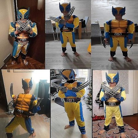 Wolverine-kostyme for barn - Superheltdrakt for gutter - Halloween-kostyme for barn - Cosplay-maske/ulveklør - Fantasy-G