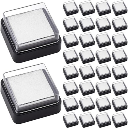 30 STK Tom Blank Blækpude Uden Blæk Mini Fingeraftryk Svampe Blæk Stempel Pude Sort Hurtigtørrende Skum Ufarvede Puder til Farverig Blæk Påfyldning 