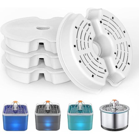 Filter til kattefontene, 4-pakning, erstatningsfilter egnet for 2L katte- og hundefontener