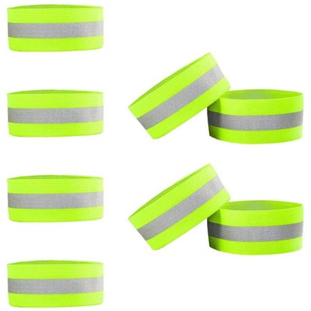 8 Stycken Reflexarmband Justerbara Elastiska Löparkläder Armband Midjeband Synlighet Säkerhet Reflextejp Cykelshorts Manschett Grön