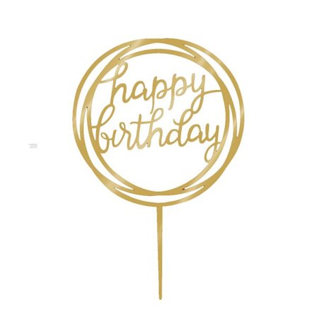 Onnittelu syntymäpäivästä akryyli peili kakku koriste kakku koriste juhlatarvikkeet (kulta)