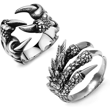 Dragon Ring Set, Gotisk Justerbar Vild Alondra Open Punk Cool Dragon Ring för Män Kvinnor (2 st)