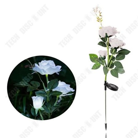 Trädgårdslampa - TD - Solenergi - 80 cm - 3 vita LED-lampor - Dekorativ ros